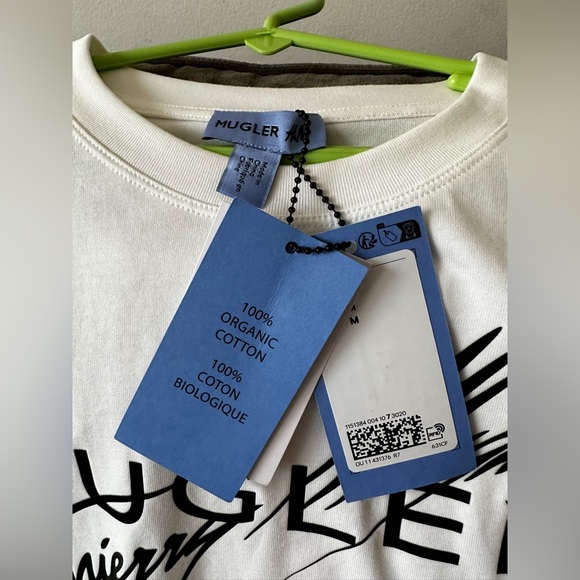 Thierry Mugler x H&M Women’s White Logo Designer Star Printed T-Shirt Medium NWT - Picture 11 of 16